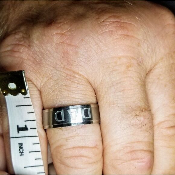 DAD Stainless Steel Ring sz 12 (inscribed "love you dad") NEW! - Picture 3 of 3
